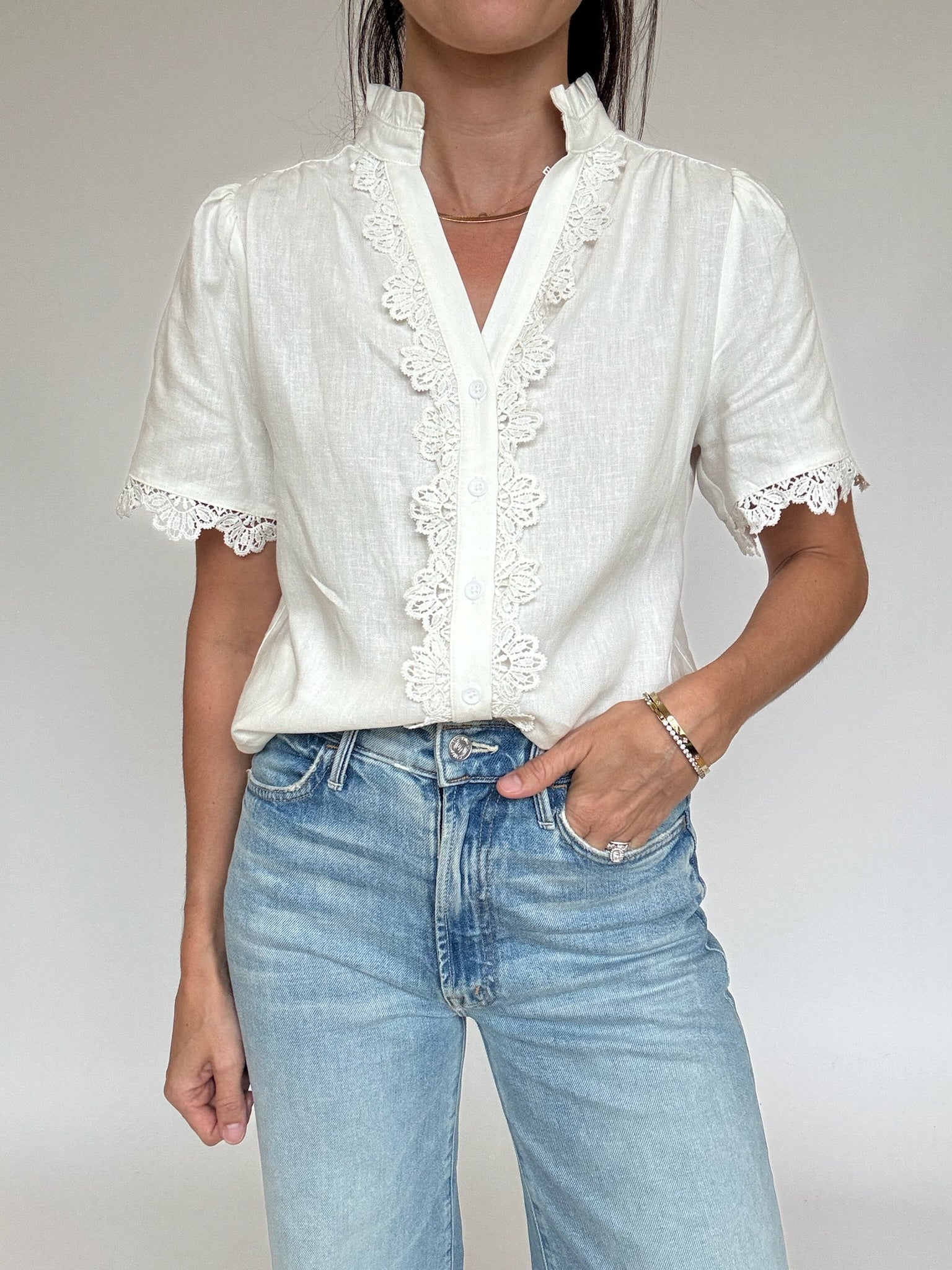 Ava Crochet Trim Top – Teddy + Rose