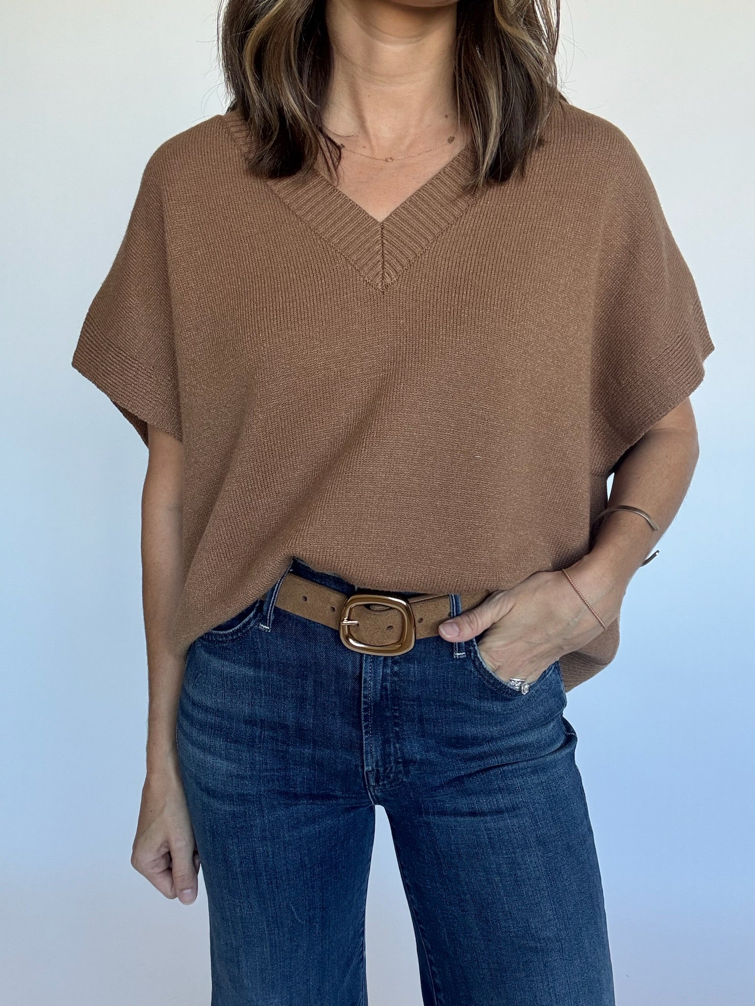 Gwen Cap Sleeve Sweater - Camel