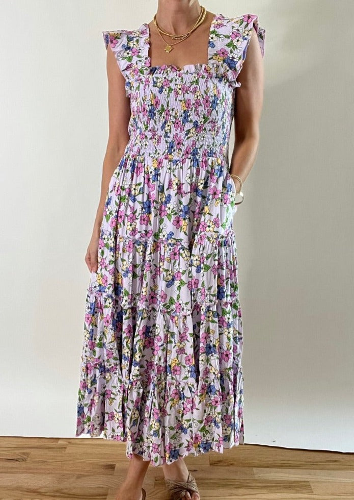 Floral Ruffle Strap Midi Dress
