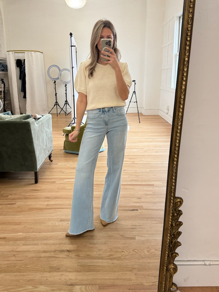 Mac Raw Hem Wide Leg Jeans (Vervet)