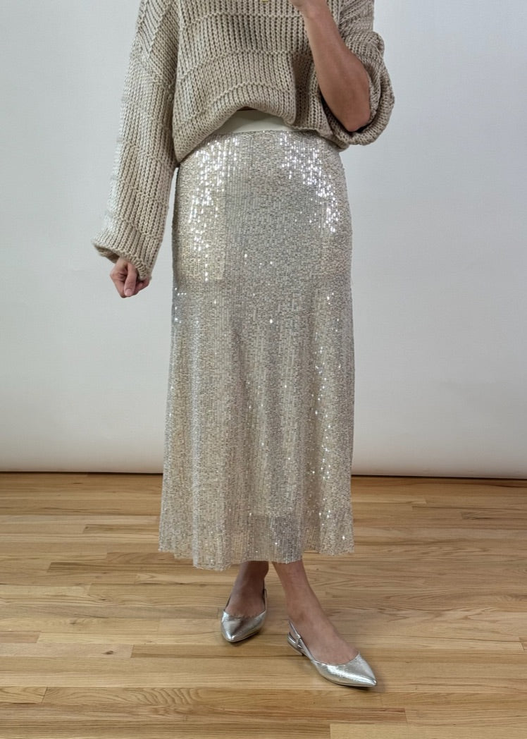 Dom Sequin Midi Skirt