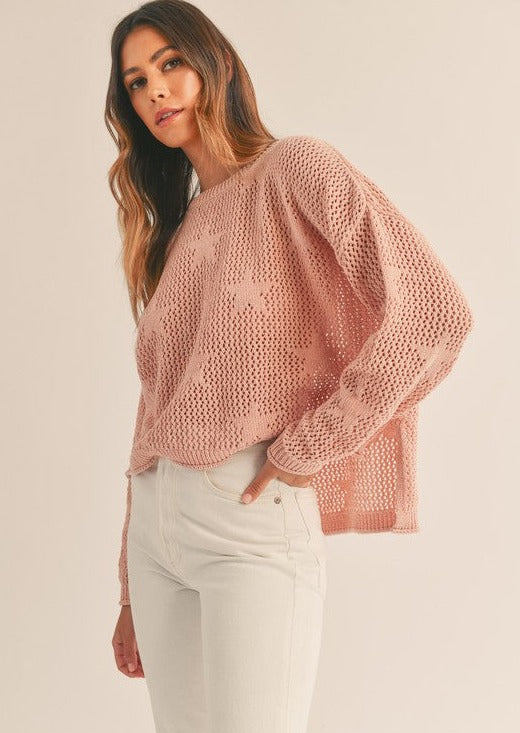 Star Loose Knit Sweater Top