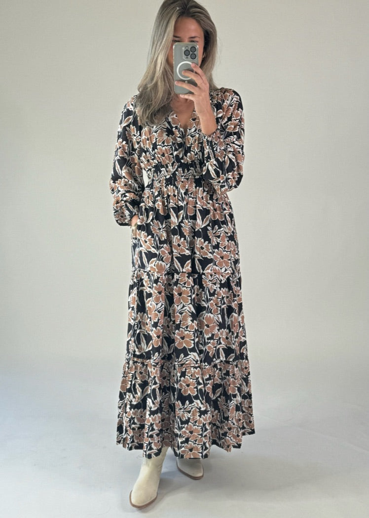 Black and Brown Floral Maxi Dress