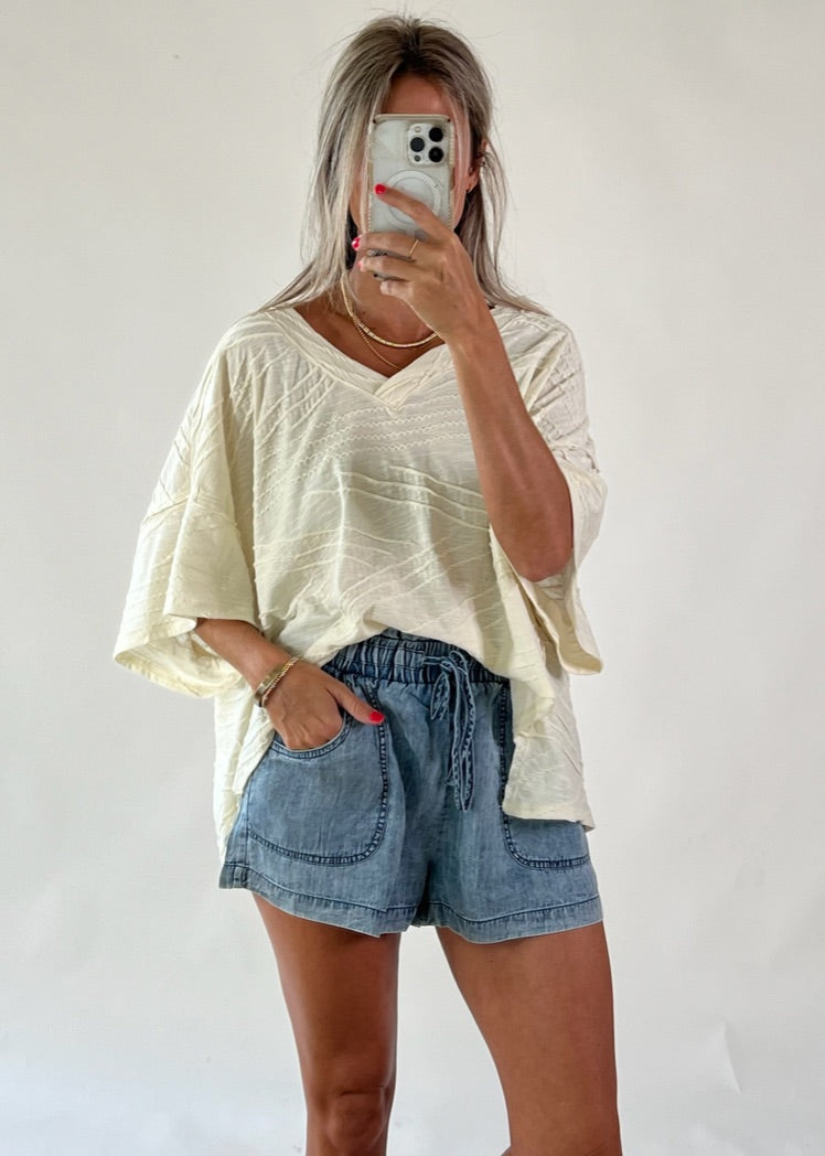 Cream Boxy Textured Knit Top | FINAL SALE