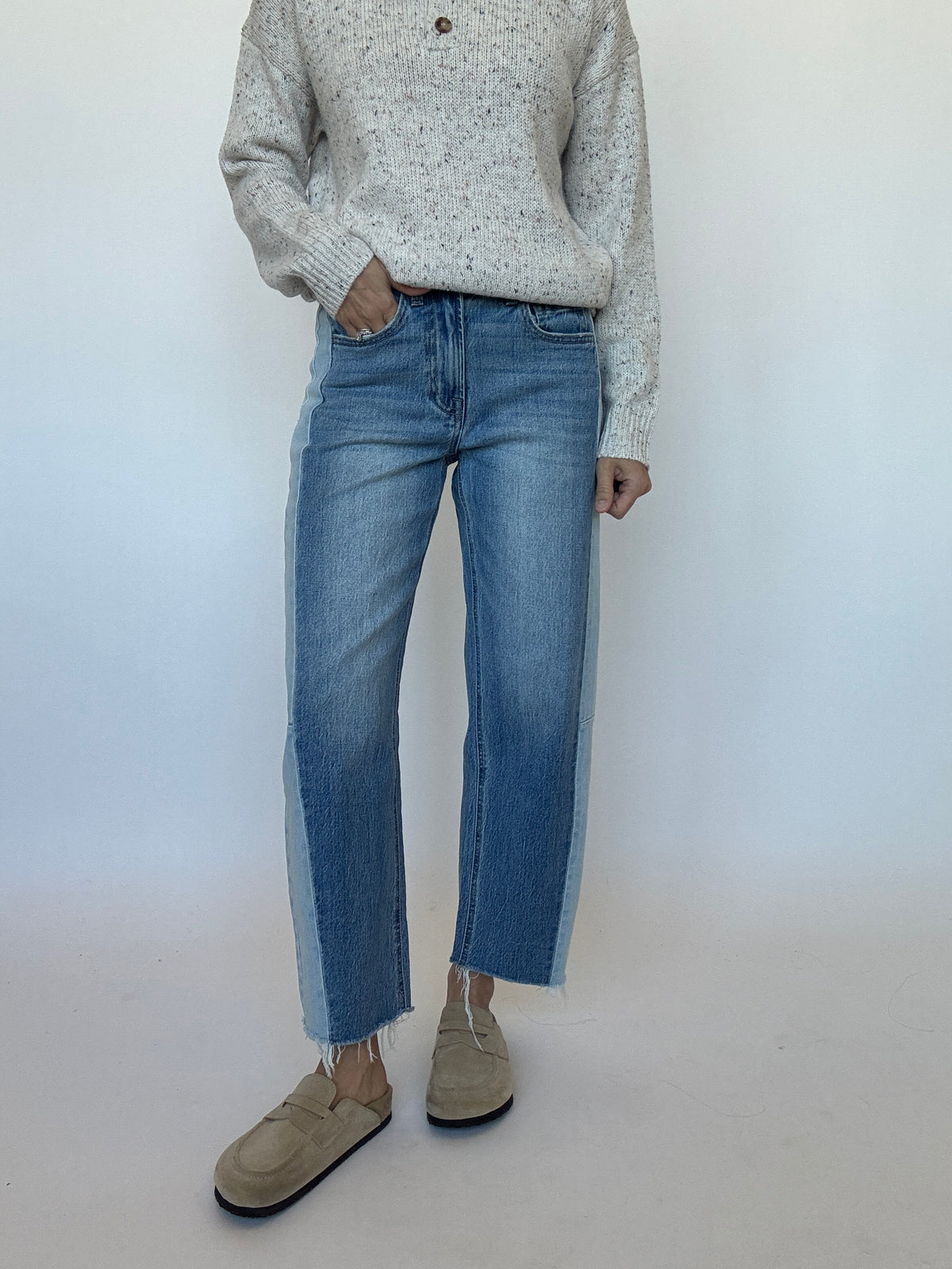 Two Tone Barrel Jeans