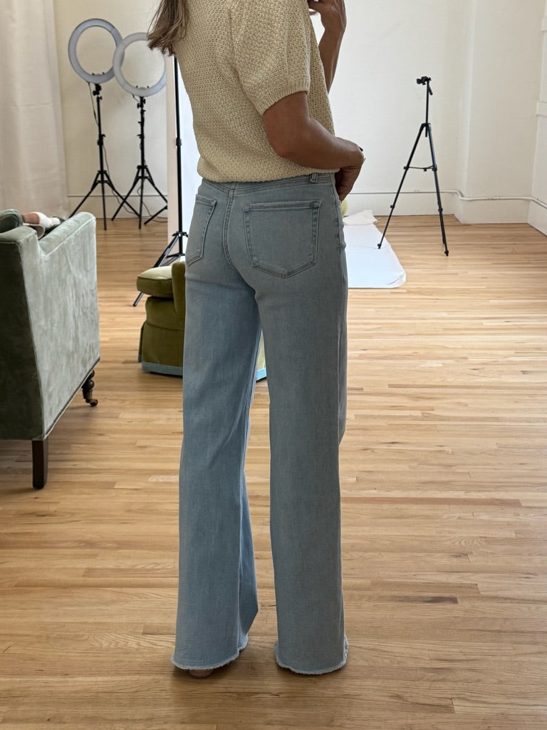 Mac Raw Hem Wide Leg Jeans (Vervet)