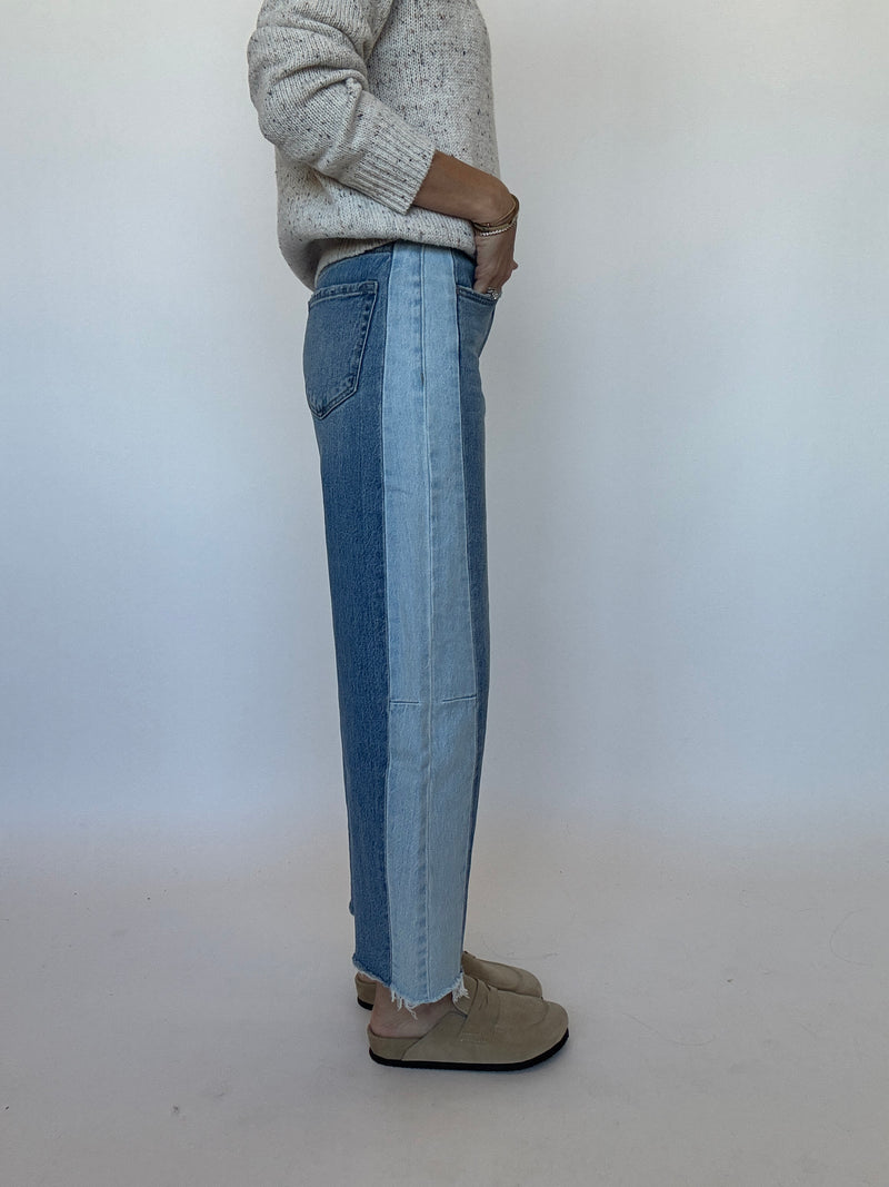 Two Tone Barrel Jeans