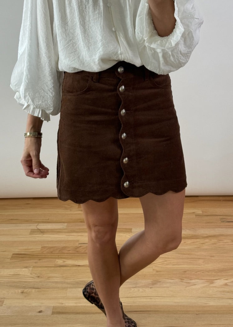 Corduroy Mini Skirt - Mocha