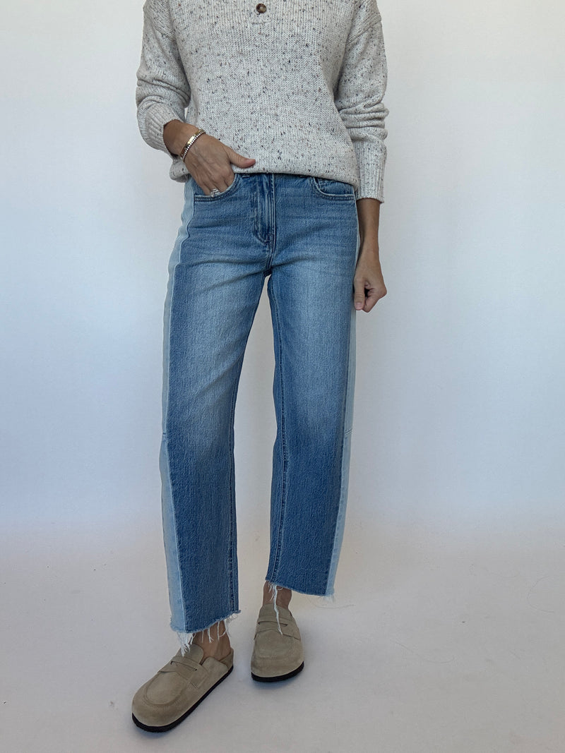 Two Tone Barrel Jeans