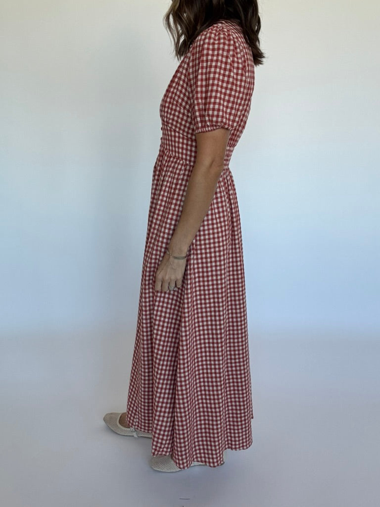 Taylor Red Gingham Maxi Dress