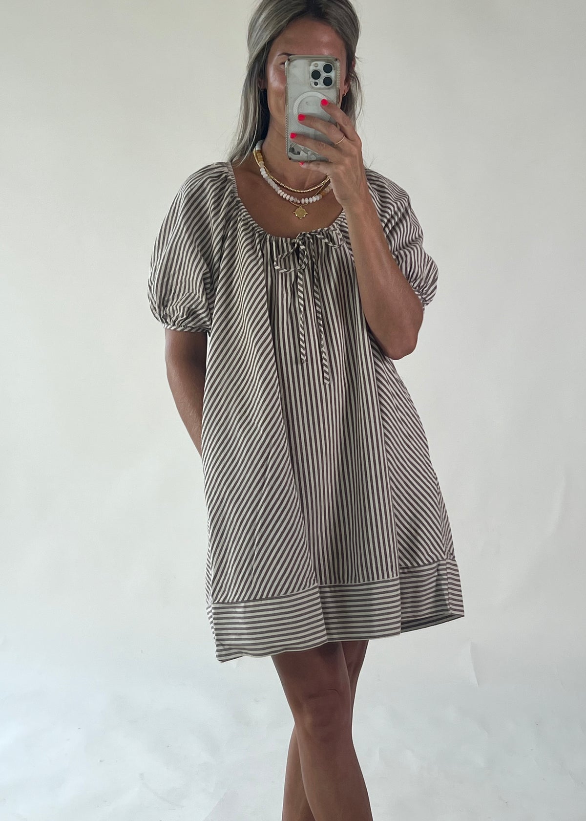 Lola Striped Puff Sleeve Dress - Chocolate | FINAL SALE