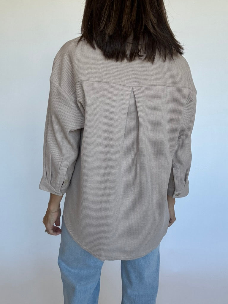 Waffle Knit Button Down