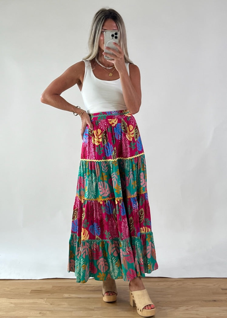 Marina Tropical Tiered Maxi Skirt | FINAL SALE