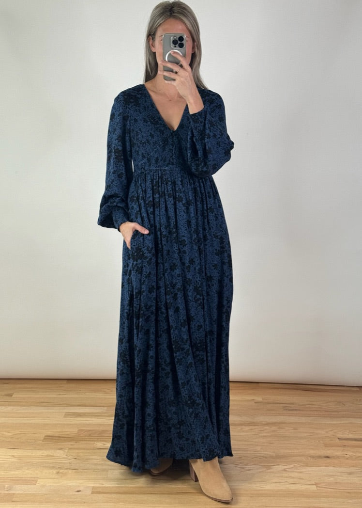 Midnight Smocked Maxi Dress