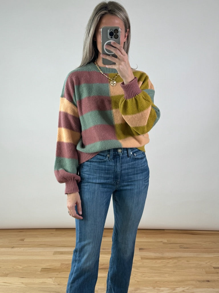 Stripe Half Block Sweater