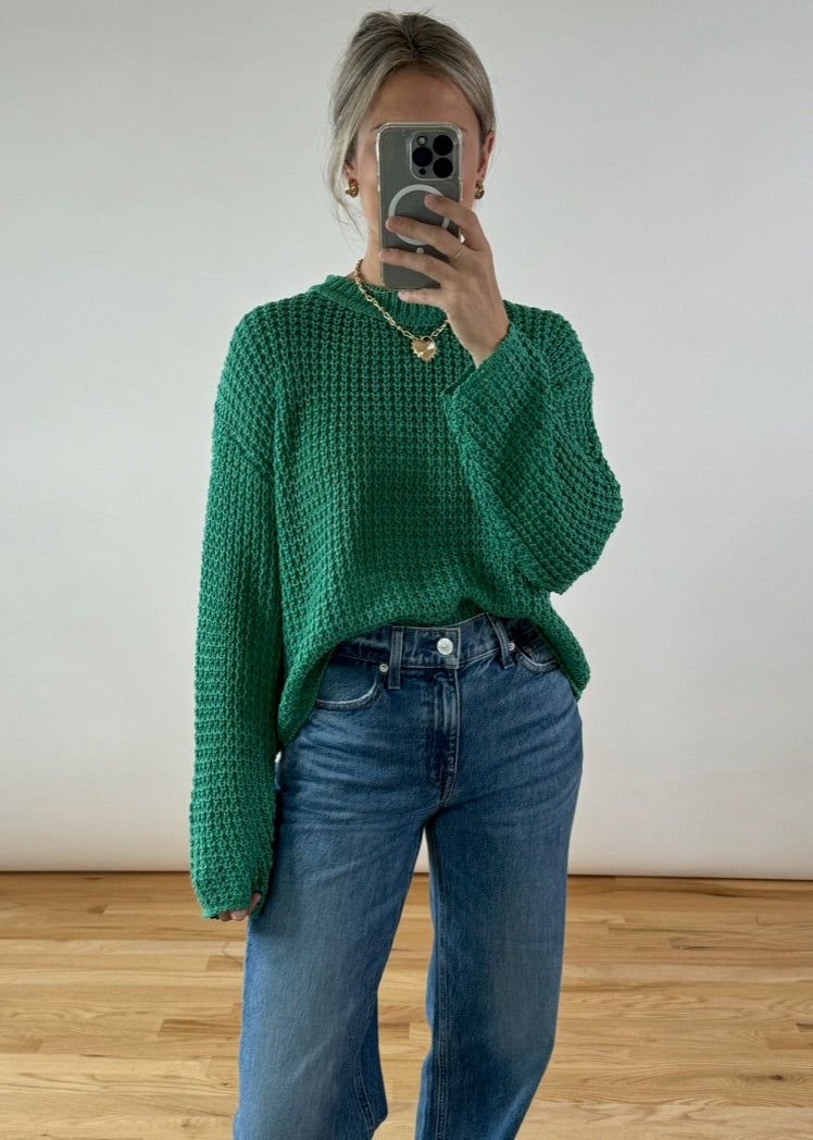 Jade Waffle Knit Sweater