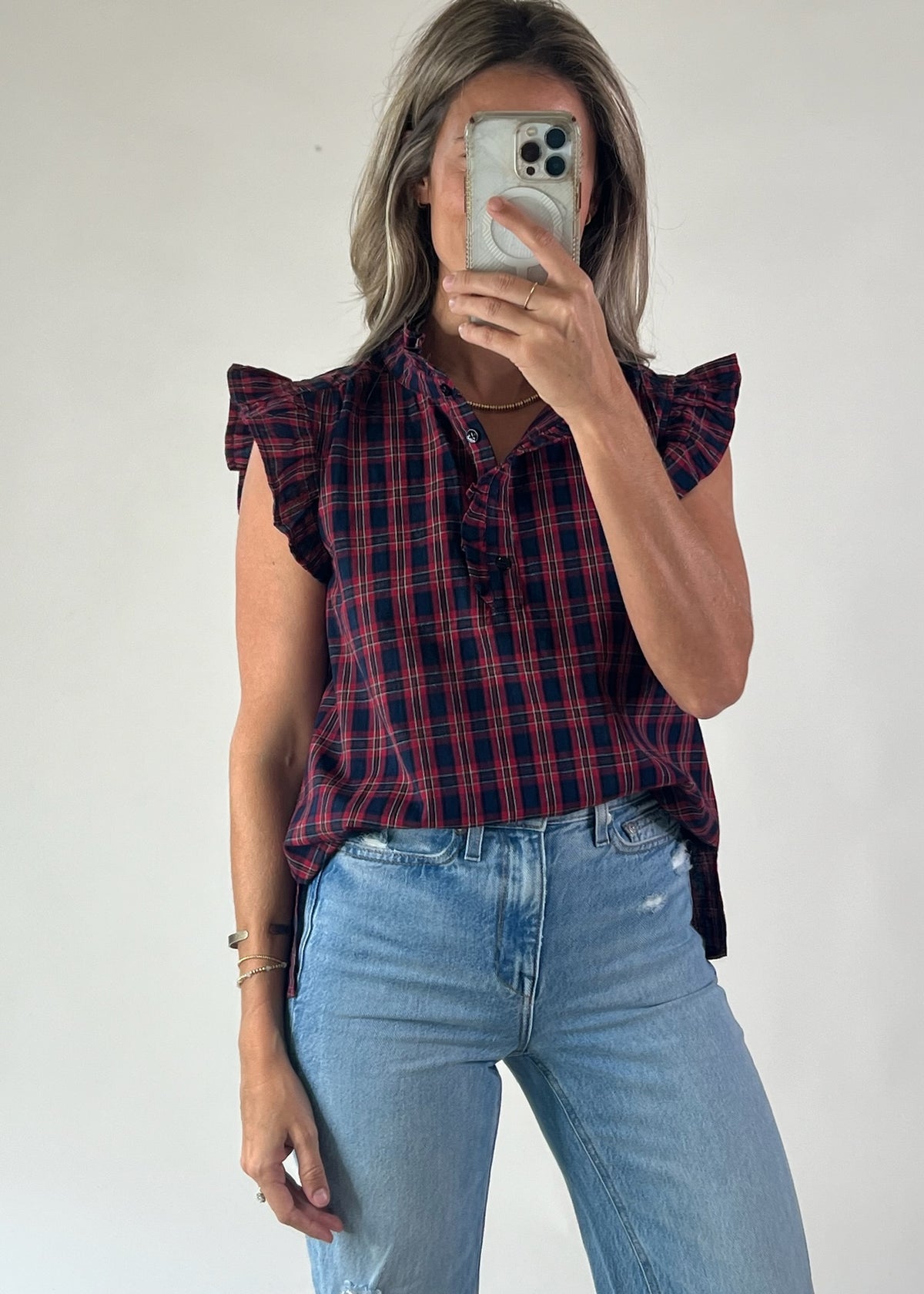 Plaid Ruffle Top