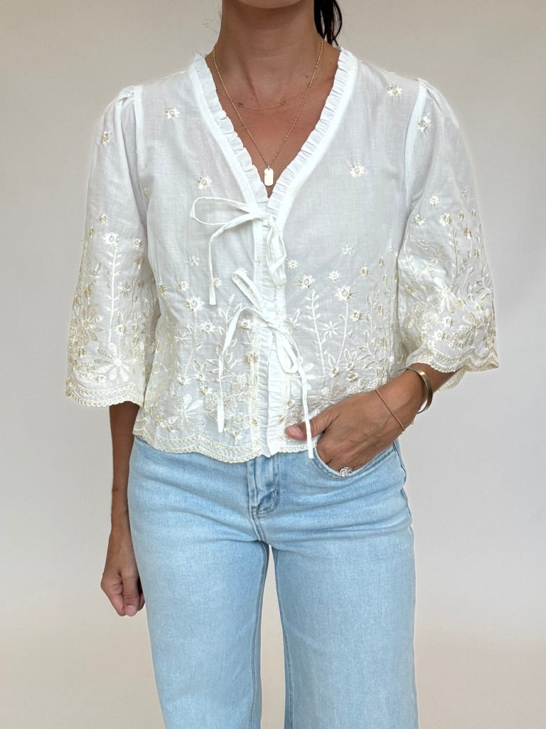 Sloane Floral Embroidered Top | FINAL SALE