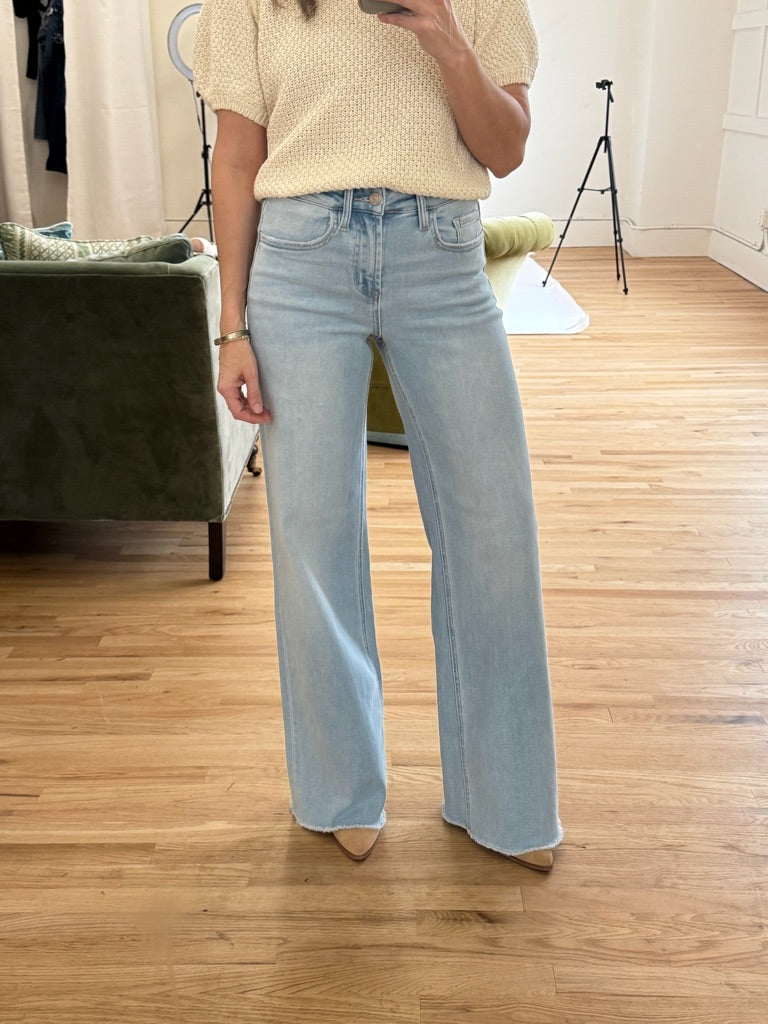 Mac Raw Hem Wide Leg Jeans (Vervet)