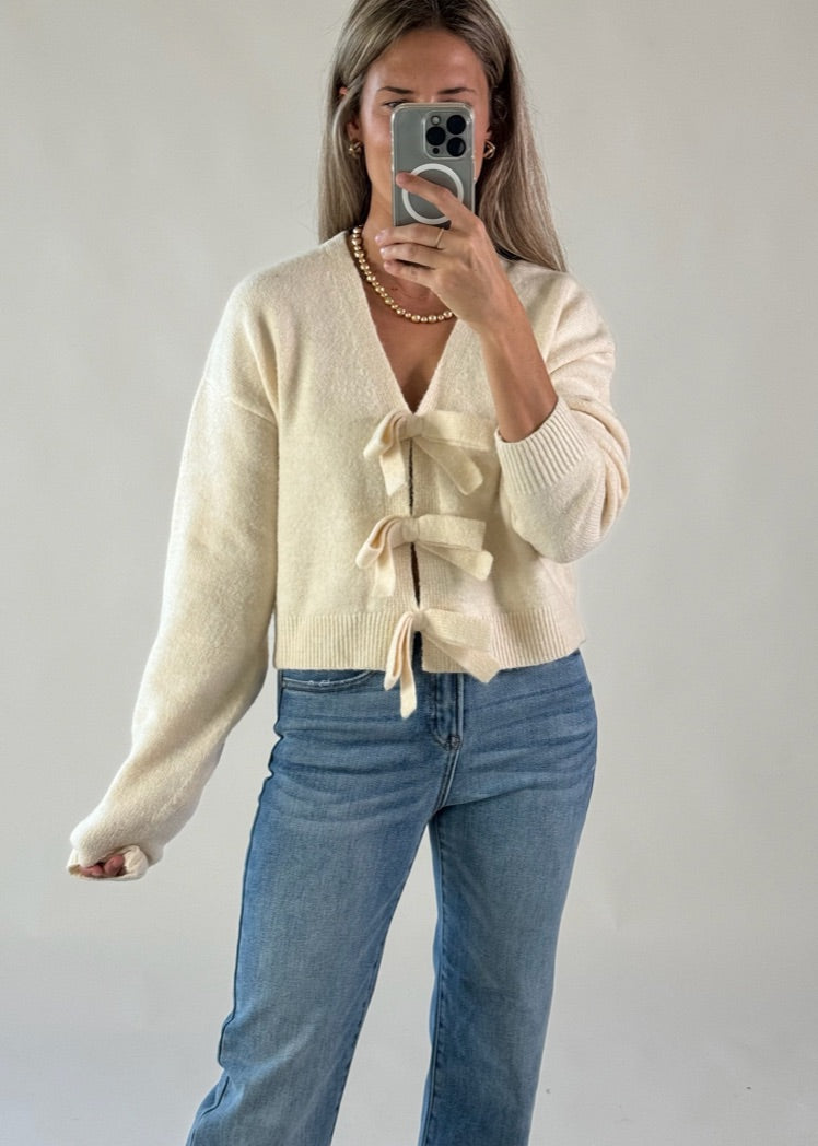 Reversible Cream Bow Sweater