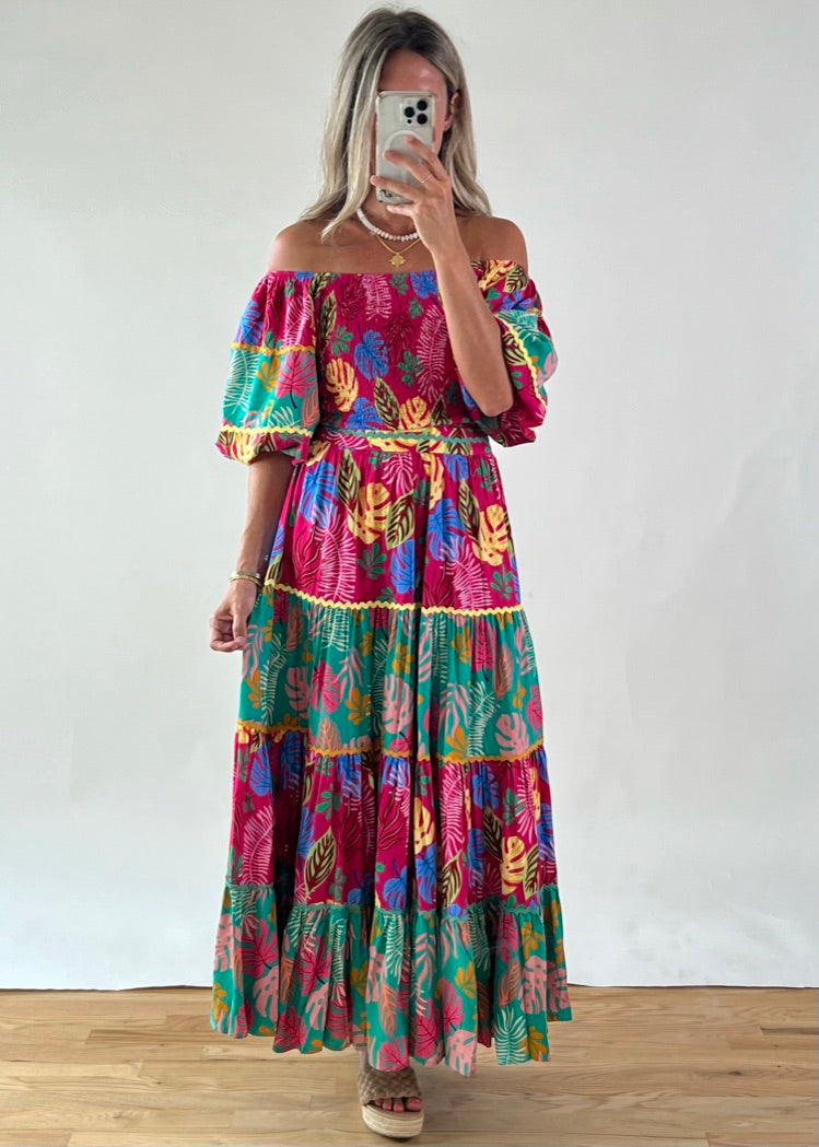 Patterned skirt maxi dress hotsell