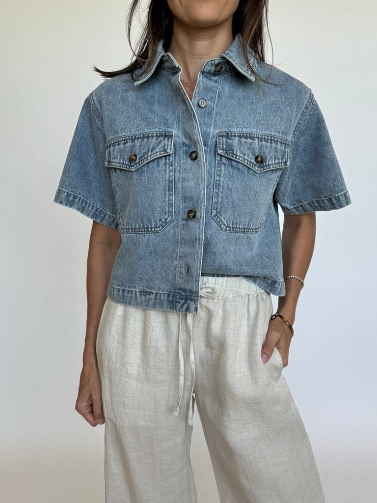 Nora Cropped Denim Top