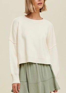 Cream Ribbed Pullover Sweater | FINAL SALE