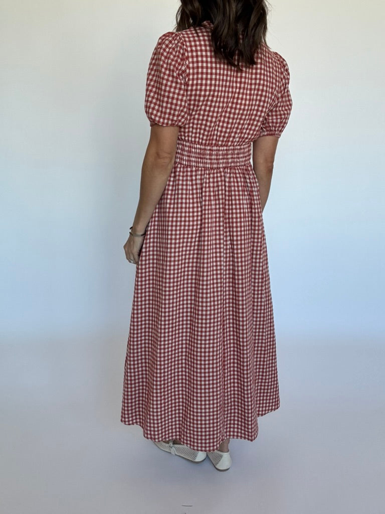 Taylor Red Gingham Maxi Dress