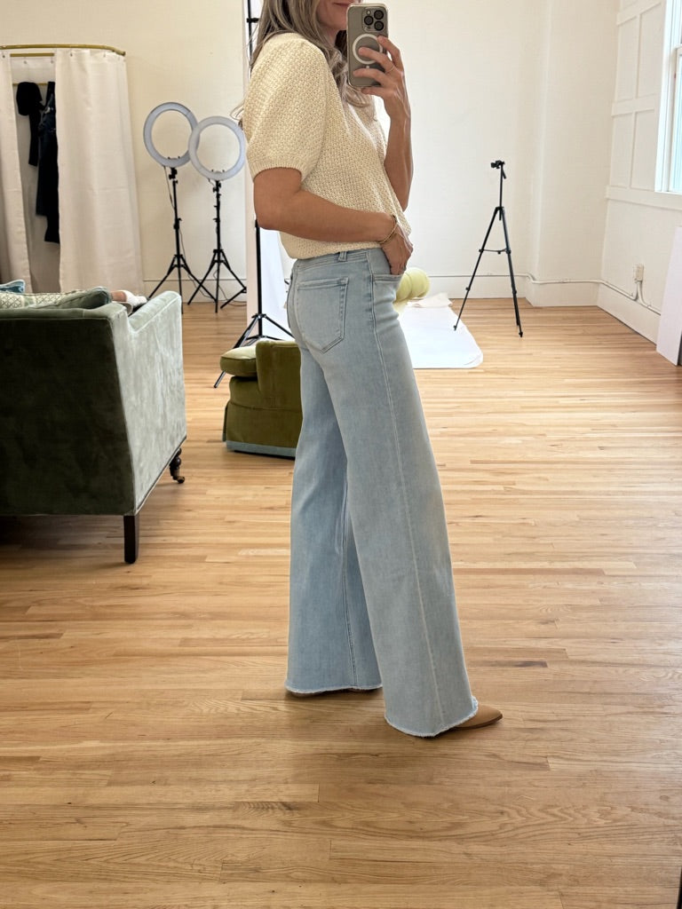 Mac Raw Hem Wide Leg Jeans (Vervet)