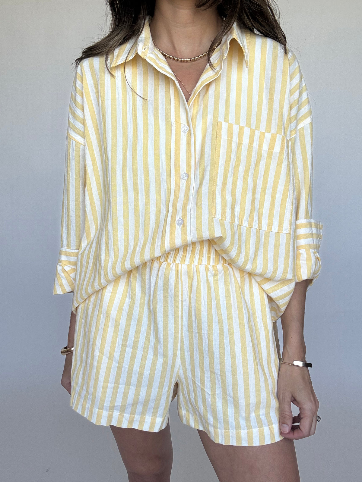 Lemonade Striped Button Down Top