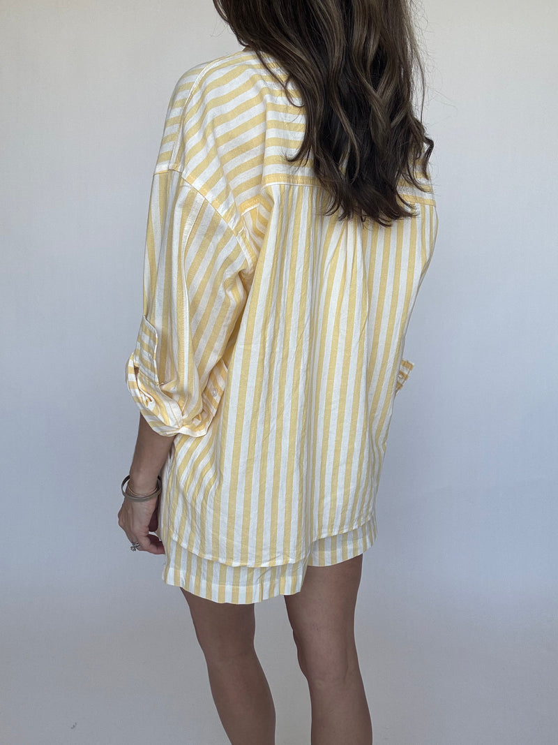 Lemonade Striped Button Down Top