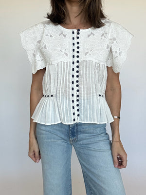 Mila Embroidered Button Detail Blouse