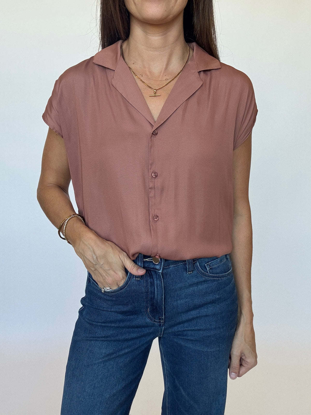 Brennen Cap Sleeve Blouse
