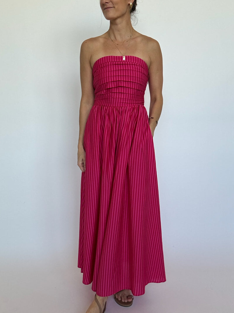 Mabel Striped Strapless Dress - Pink