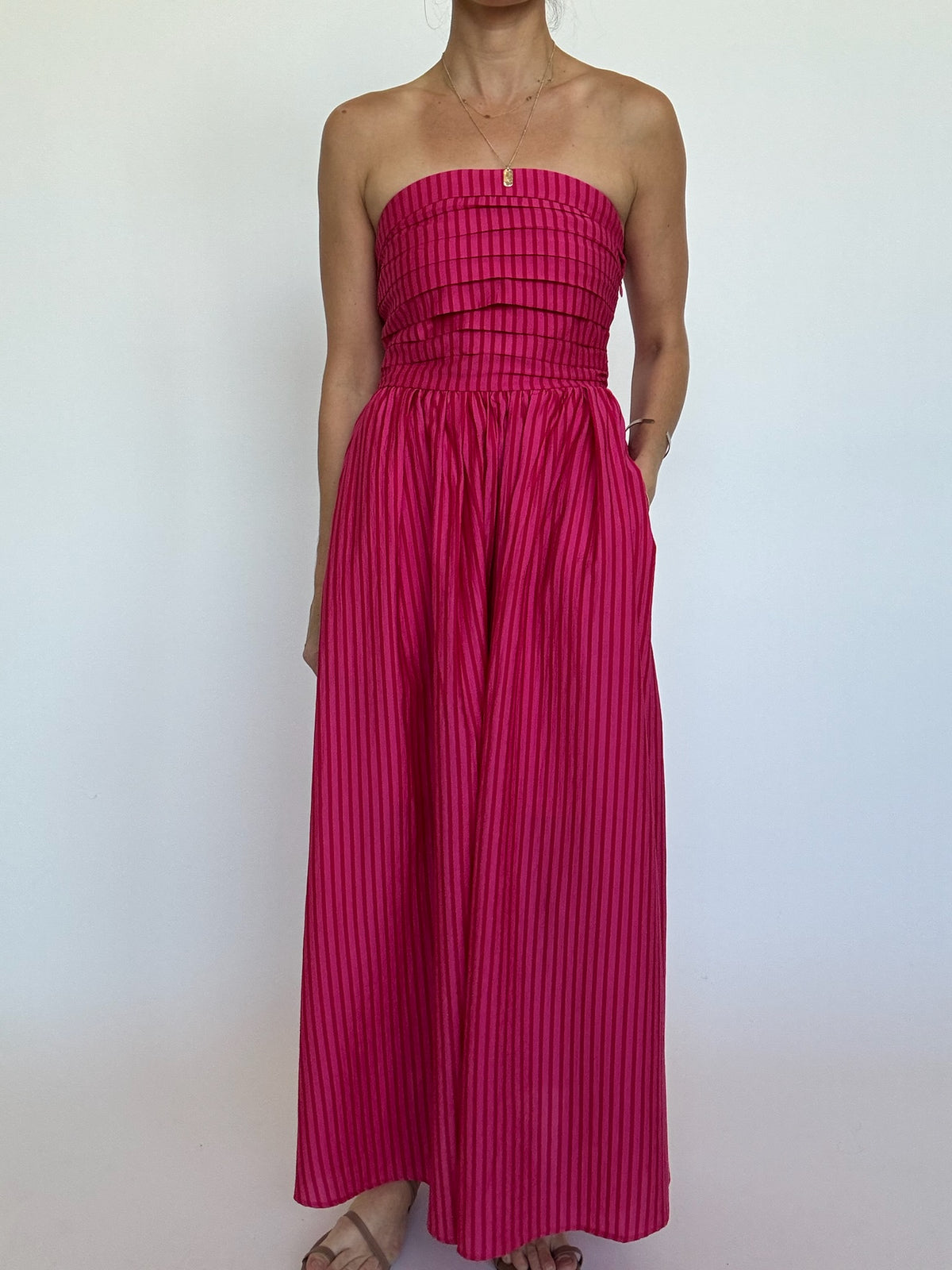 Mabel Striped Strapless Dress - Pink