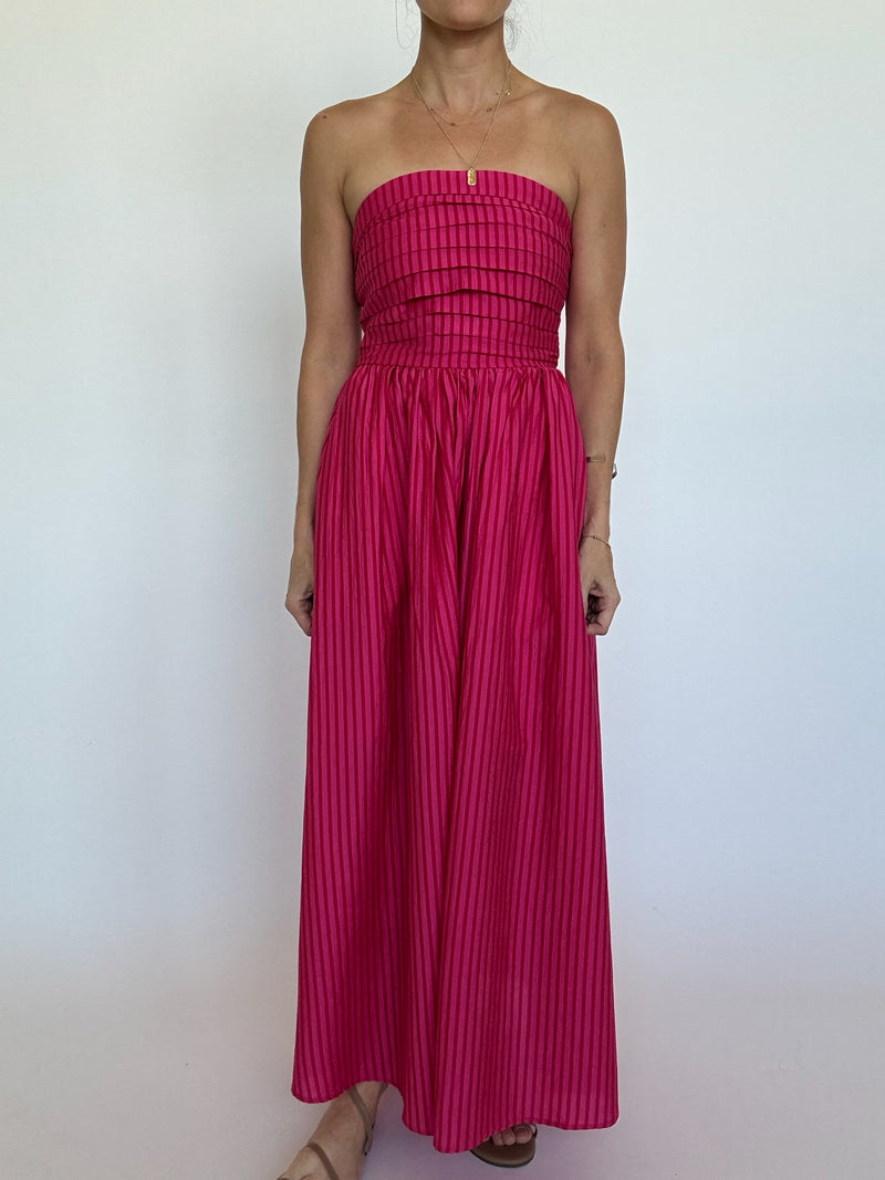 Mabel Striped Strapless Dress - Pink