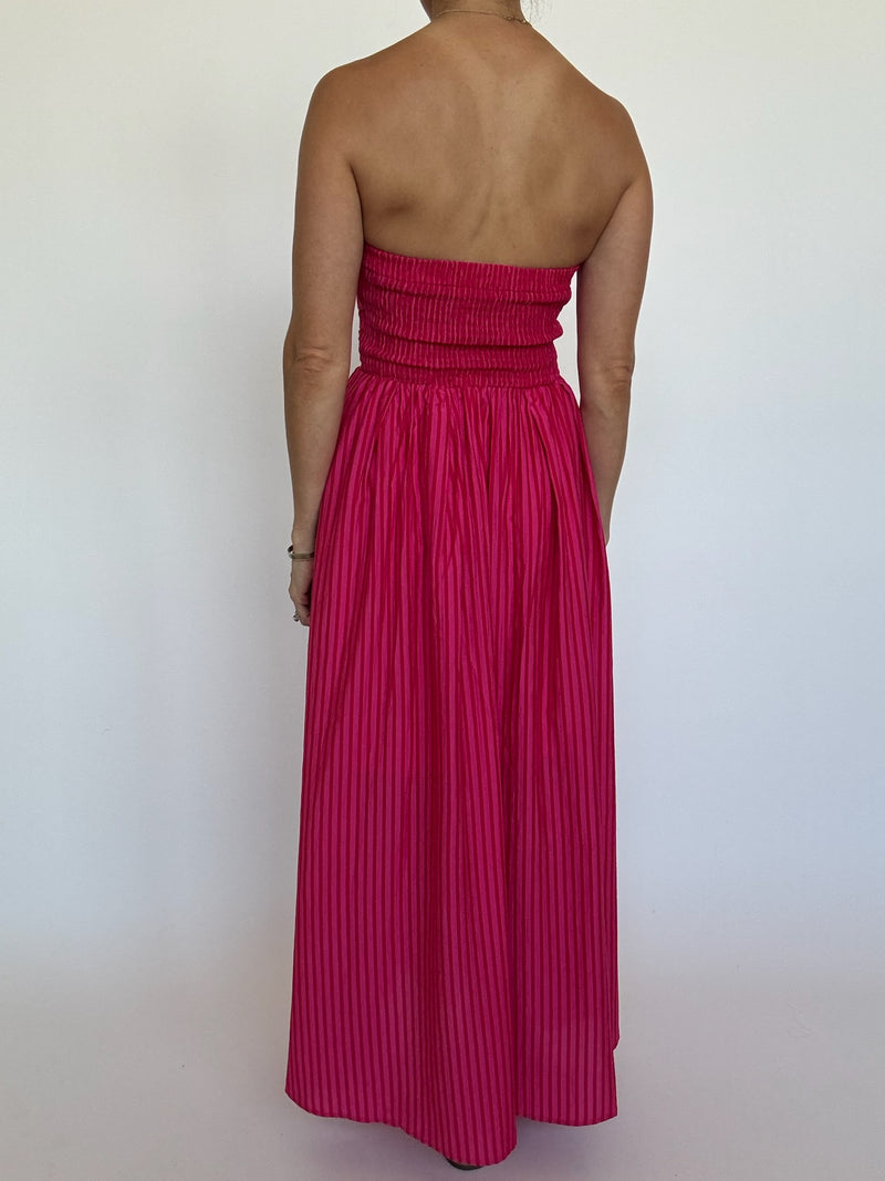 Mabel Striped Strapless Dress - Pink