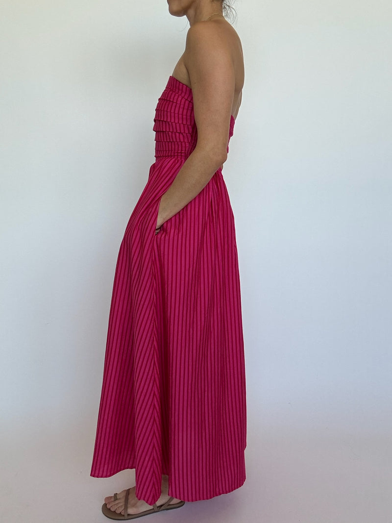 Mabel Striped Strapless Dress - Pink