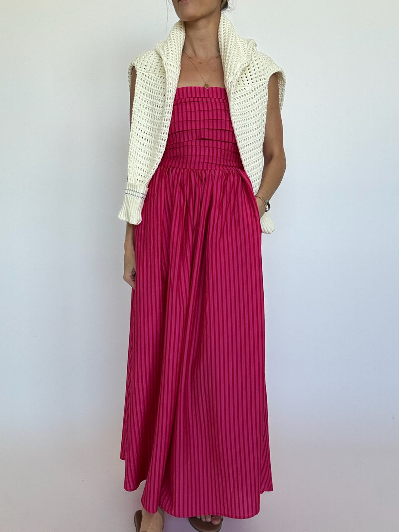 Mabel Striped Strapless Dress - Pink