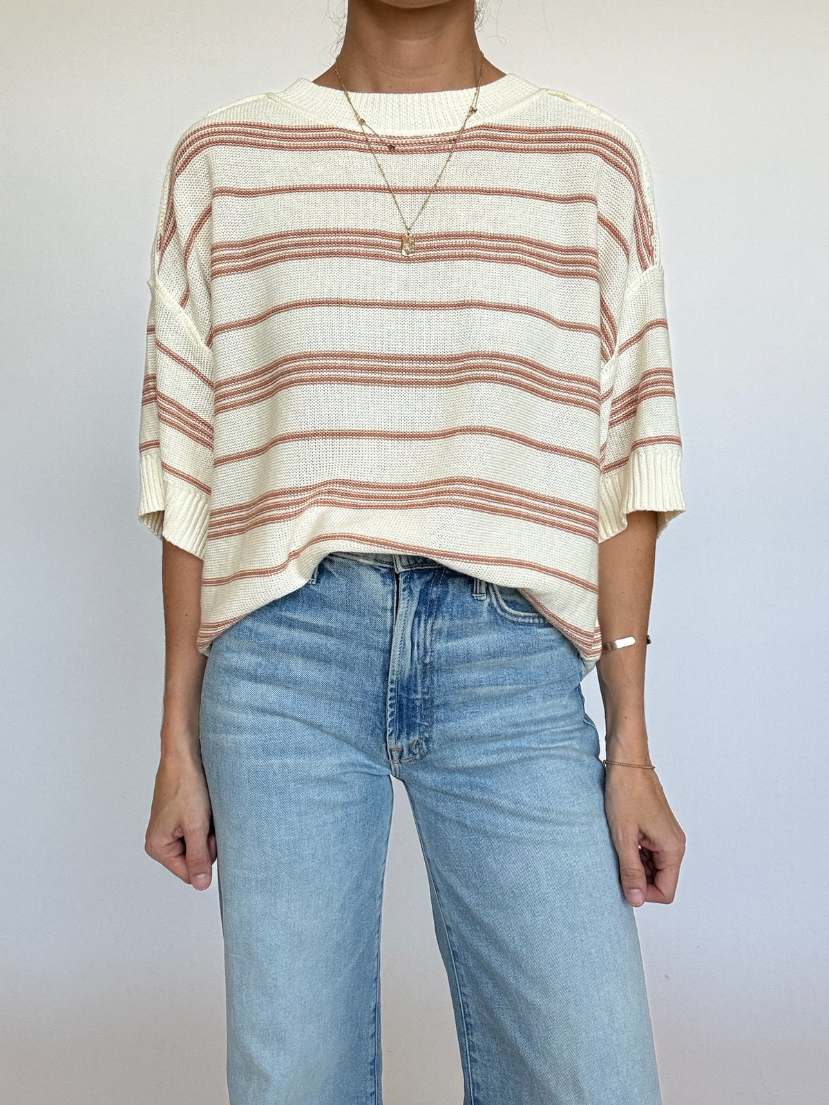 Latte Striped Knit Top