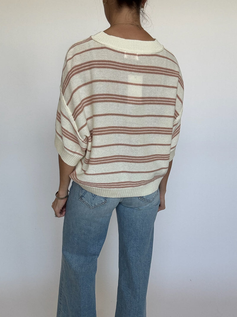 Latte Striped Knit Top