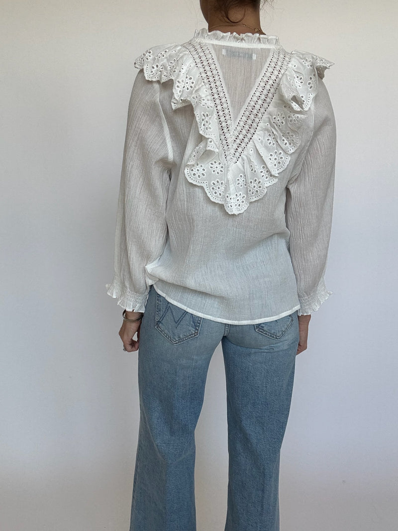 Elle Ruffle Lace Detail Blouse