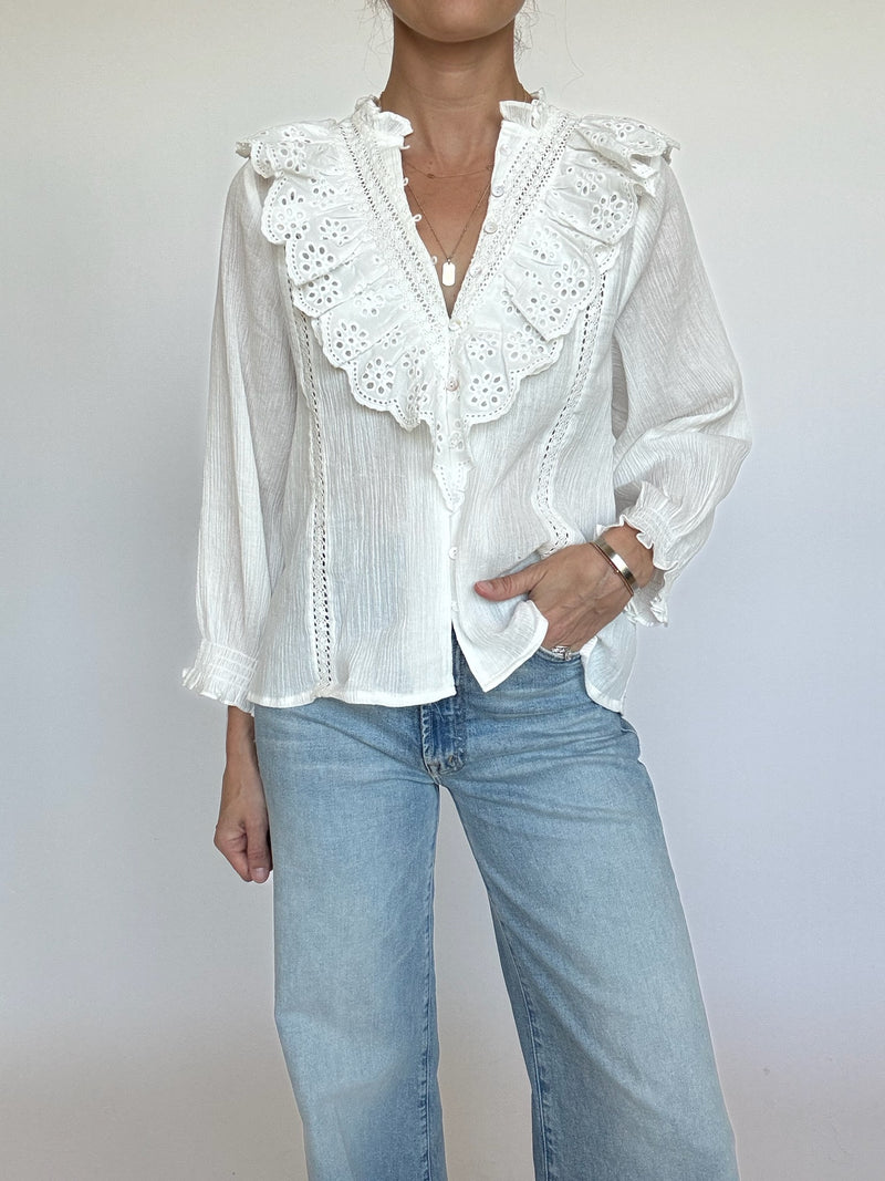 Elle Ruffle Lace Detail Blouse