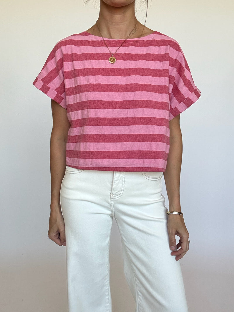 Red Pink Stripe Top