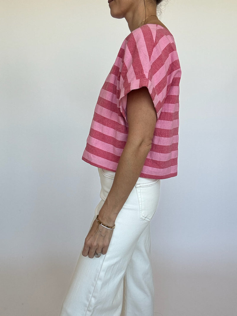 Red Pink Stripe Top