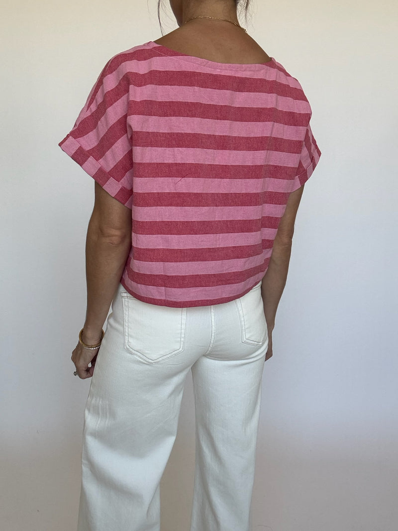 Red Pink Stripe Top