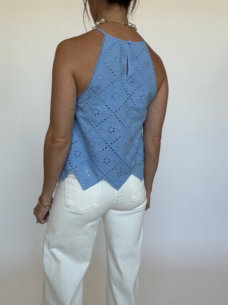 Ada Embroidered Tank - Periwinkle Blue