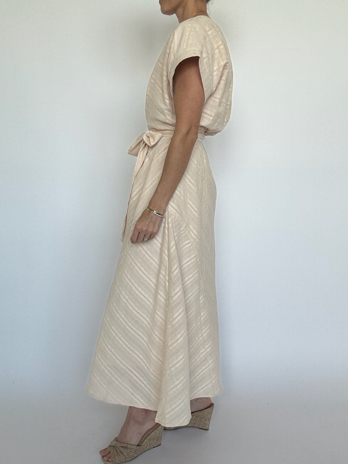 classic midi dress in light blue color Soft and romantic with an effortless flow Classic Sage Ruffled Midi Dress
