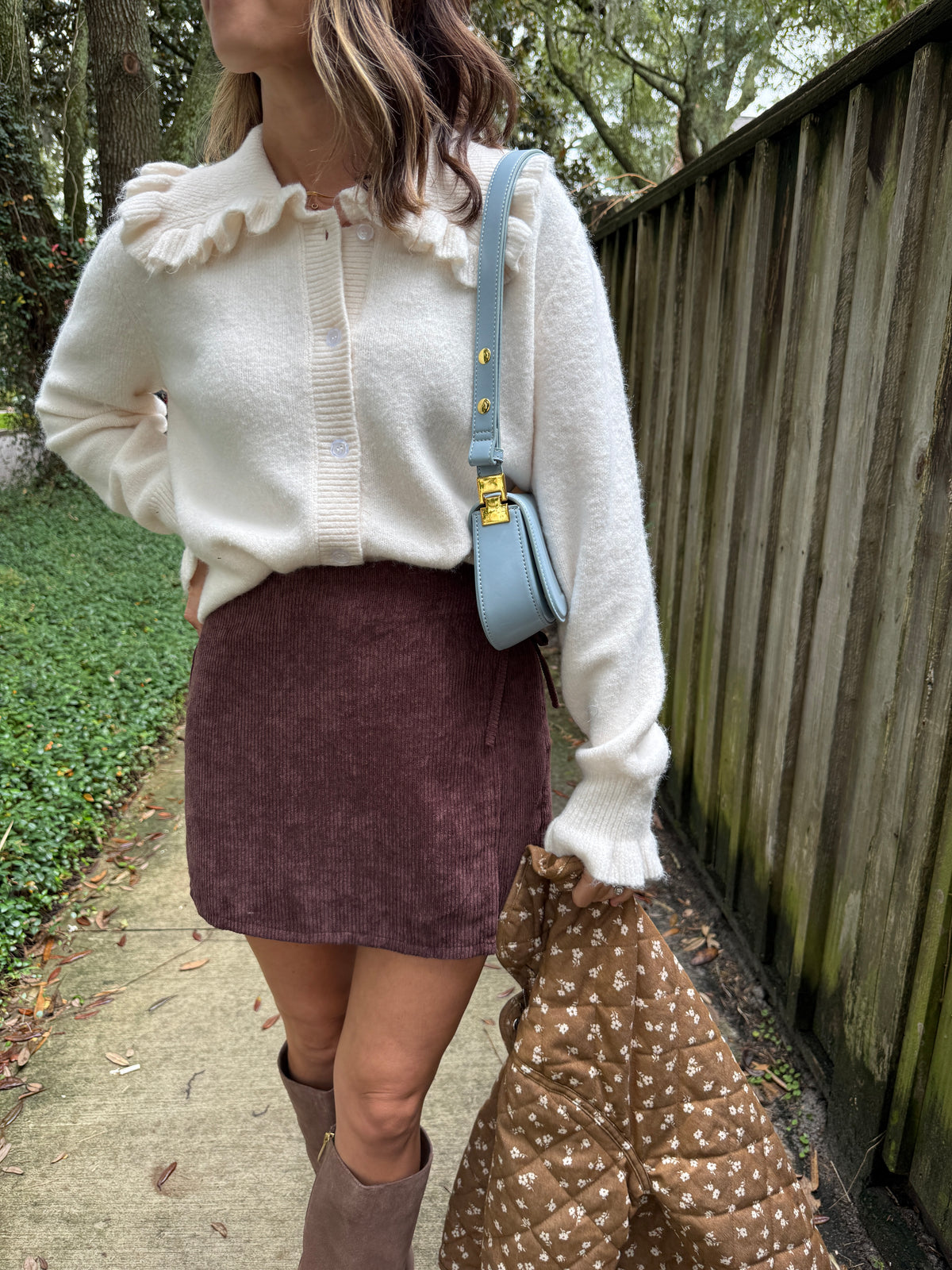 Brown Corduroy Wrap Skort