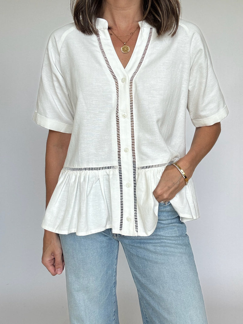 Maeve Ladder Lace Trim Top